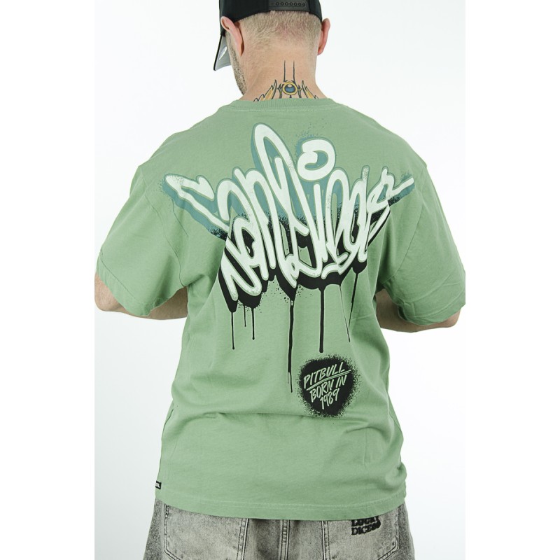 T-Shirt PIT BULL Graffiti oliwka