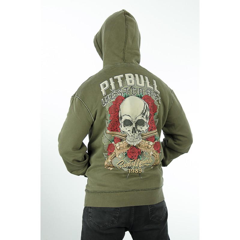 Bluza PIT BULL z kapturem Santa Muerte sprany khaki