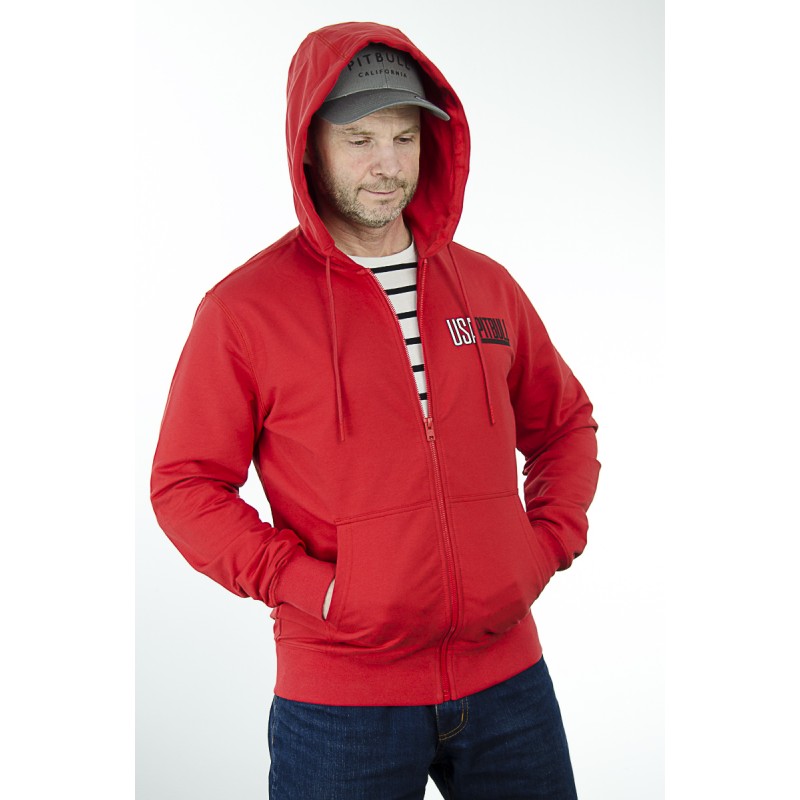 Bluza PIT BULL rozpinana z kapturem USA czerwony
