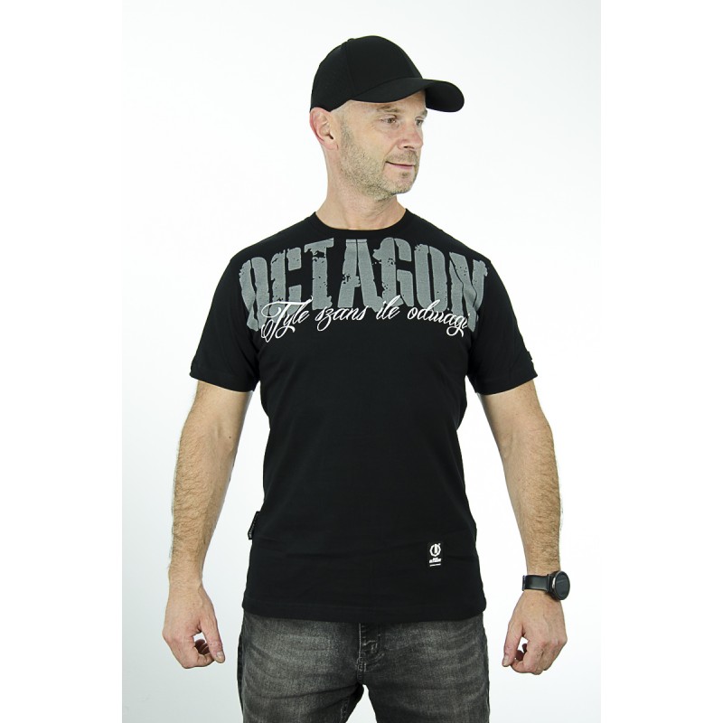 T-Shirt OCTAGON Tyle szans ile odwagi czarny